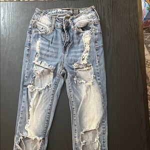 Trendy Distressed Light Blue Jeans